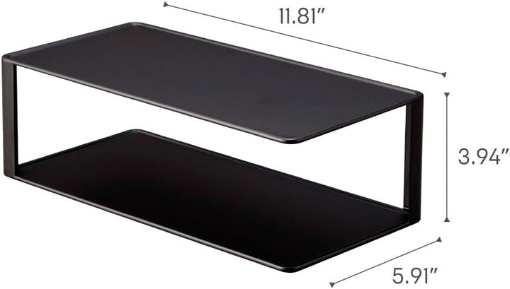 Yamazaki 5642 Tower Rechteckiger Geschirrständer, schwarz, Stahl, Minimalistisches Design Black (Bla