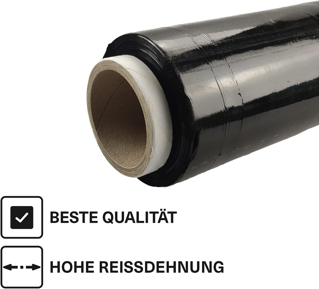 Netuno 6x schwarze Stretchfolie 23my 500 mm 1,5 kg Palettenfolie Wickelfolie PE-Handstretchfolie Cas