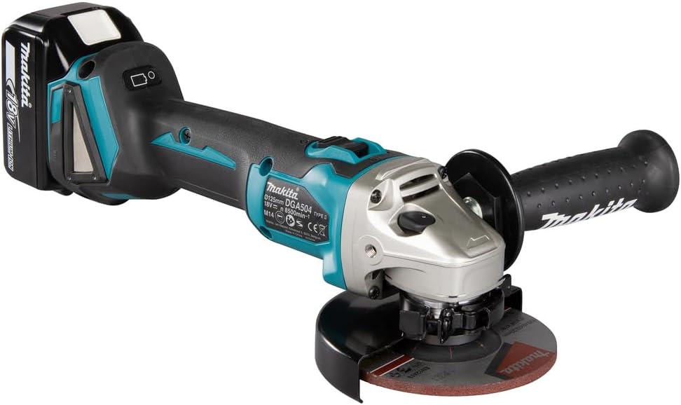 Makita Akku-Winkelschleifer 18 V / 4,0 Ah im MAKPAC inklusive 2 Akkus und Ladegerät, Blau, Silber, 9