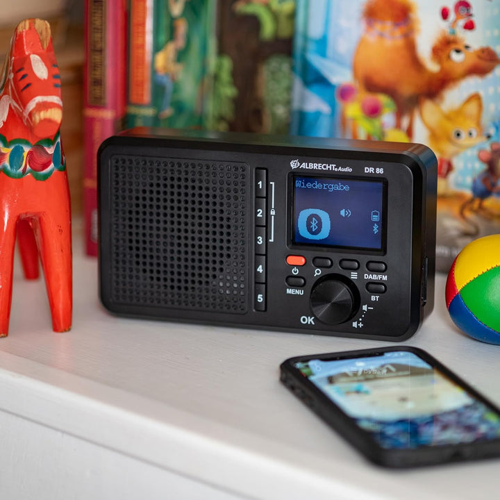 Albrecht DR 86 kleines Seniorenradio, 27861, DAB+/UKW, Musik Streaming, integrierter 2200mAh Akku, F