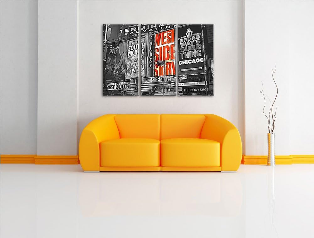 grossartiges Programm des berühmten Broadway's schwarz/weiss Spezial 3-Teiler Leinwandbild 120x80 Bi