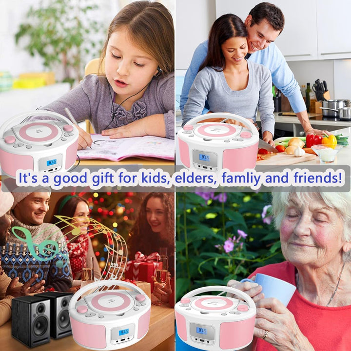 Tragbarer CD-Player Boombox mit Bluetooth | Fernsteuerung | FM-Radio | USB | MP3-Wiedergabe | Kompat