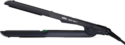 Braun Satin Hair 7 Glätteisen, Haarglätter mit IonTec, ST710, schwarz/silber