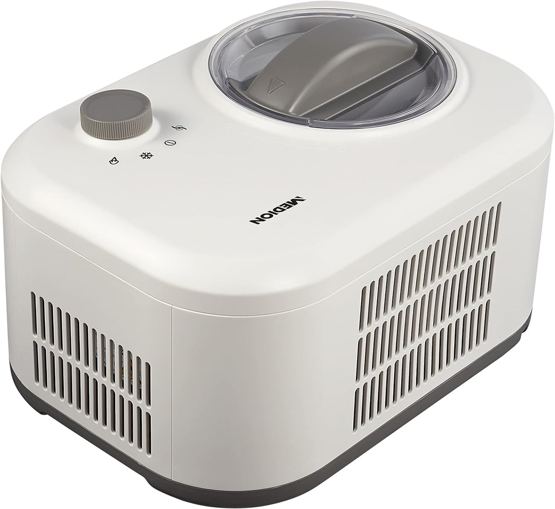 MEDION Eismaschine mit Kompressor (Eiscremebereiter, 1 Liter, 100 Watt, Aluminium Behälter, Zubereit