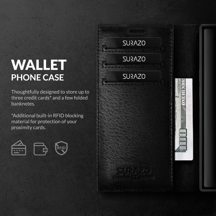 SURAZO Premium Handyhülle für Samsung Galaxy S23 Ultra 5G – Echtleder Schutzhülle mit Pfote Motiv –