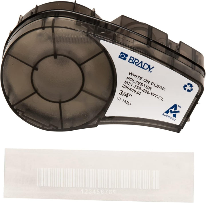 Brady (M21-750-430-WT-CL) Polyesterband für BMP21-PLUS; BMP21-LAB; BMP21 19.05 mm x 6.40 m Weiss auf
