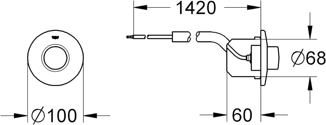 GROHE Pneumatic-Betätigung Druckknopfbetätigung für SK 82, chrom 37060000