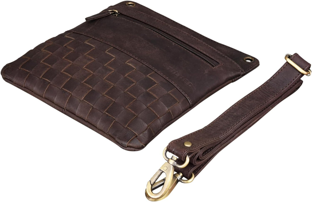 STILORD 'Sophie' Schultertasche Damen klein Leder Handtasche moderne Umhängetasche geflochten Freize