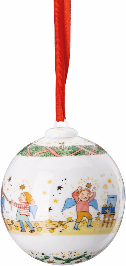 Hutschenreuther Porzellankugel 2024-Weihnachtsleuchten 6 cm Weihnachtskugel, Porzellan, Mehrfarbig