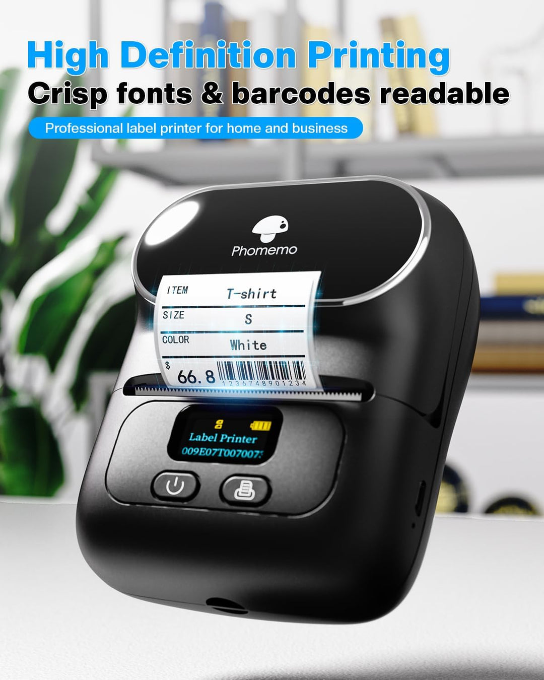 Phomemo M110 Etikettendrucker mit 3 Etikettenrollen, Beschriftungsgerät Selbstklebend für Telefon un