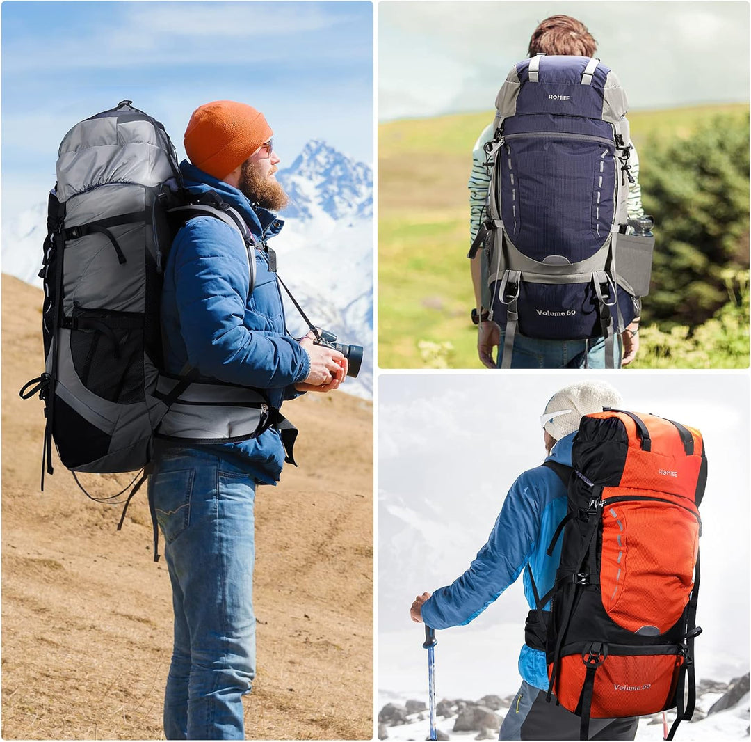HOMIEE Wanderrucksack 60L, Herren Damen Wasserdichter Leichter Trekkingrucksack Reiserucksack Wander