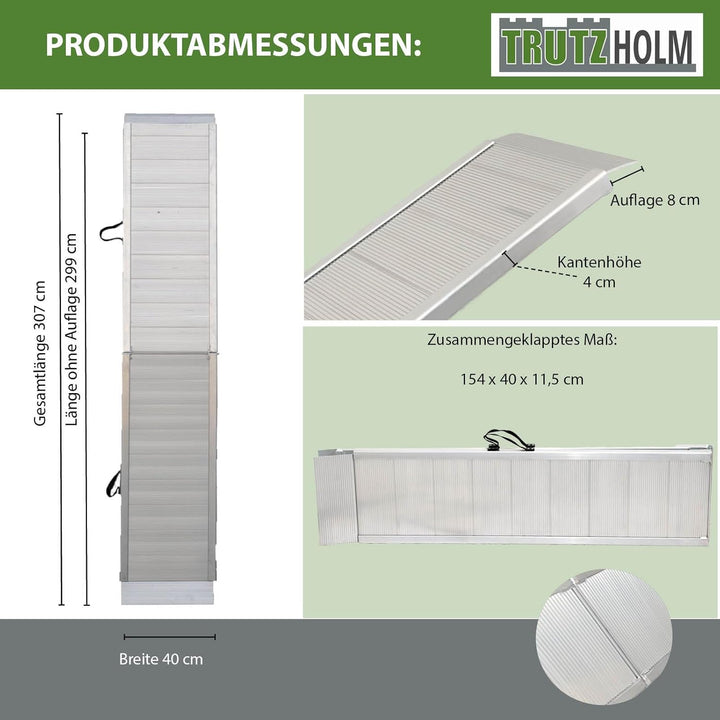 2X TRUTZHOLM Alu Auffahrrampe Eventrampe Verladerampe Rampe Klappbar extra lang 3,05 m 900 kg Tragkr
