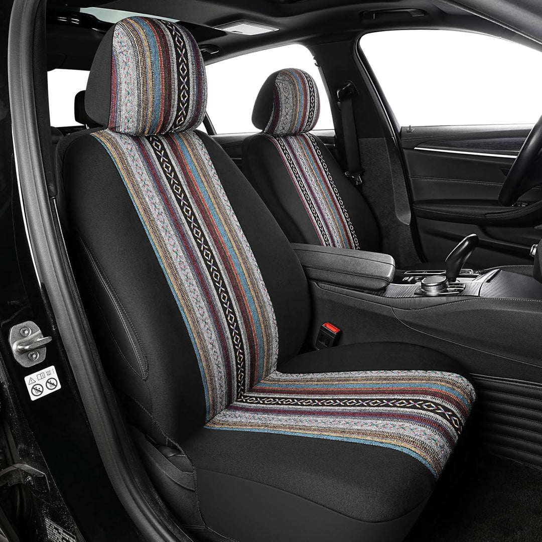SOBONITO Auto-Sitzbezüge Vordersitze,Baja-Stil,Auto-Sitzschoner,Auto-Schonbezüge,Schweres Deckentuch