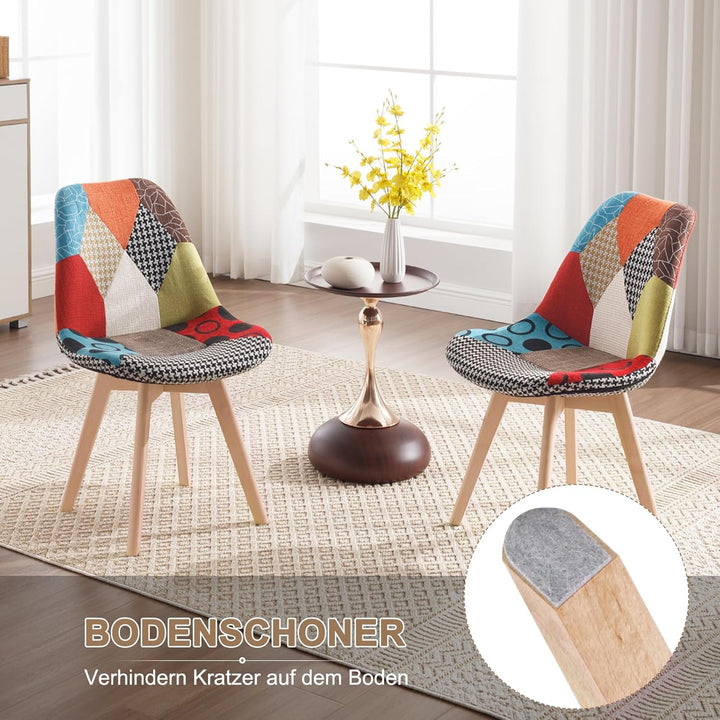 WOLTU 8 x Esszimmerstühle 8er Set Esszimmerstuhl Design Stuhl Küchenstuhl Holz Leinen Mehrfarbig BH2