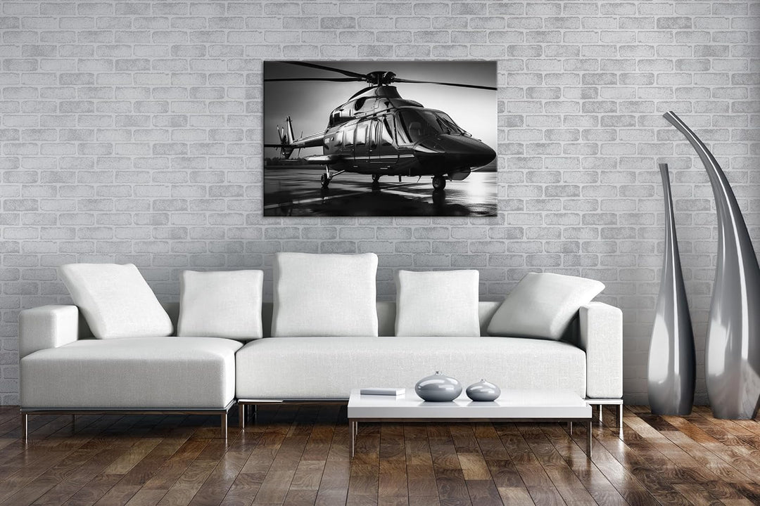 deyoli Rettungshubschrauber Format: 80x60 cm Effekt: Schwarz/Weiss als Leinwandbild, Motiv fertig ge