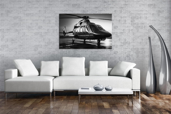 deyoli Rettungshubschrauber Format: 80x60 cm Effekt: Schwarz/Weiss als Leinwandbild, Motiv fertig ge