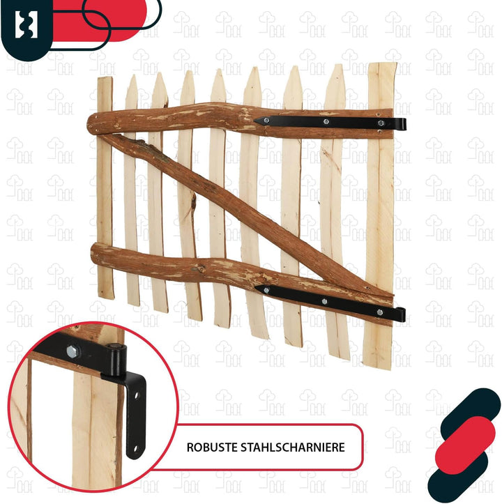KOTARBAU® Gartentor aus Haselnusslatten für Staketenzaun 80 x 100 cm Zauntor für Staketenzaun Kastan