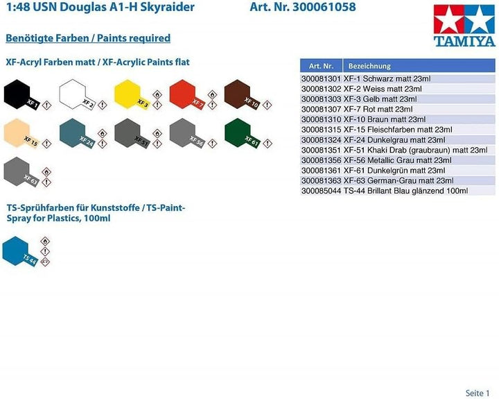 TAMIYA 300061058 - 1:48 WWII USN Douglas A1-H Skyraider, Mittel