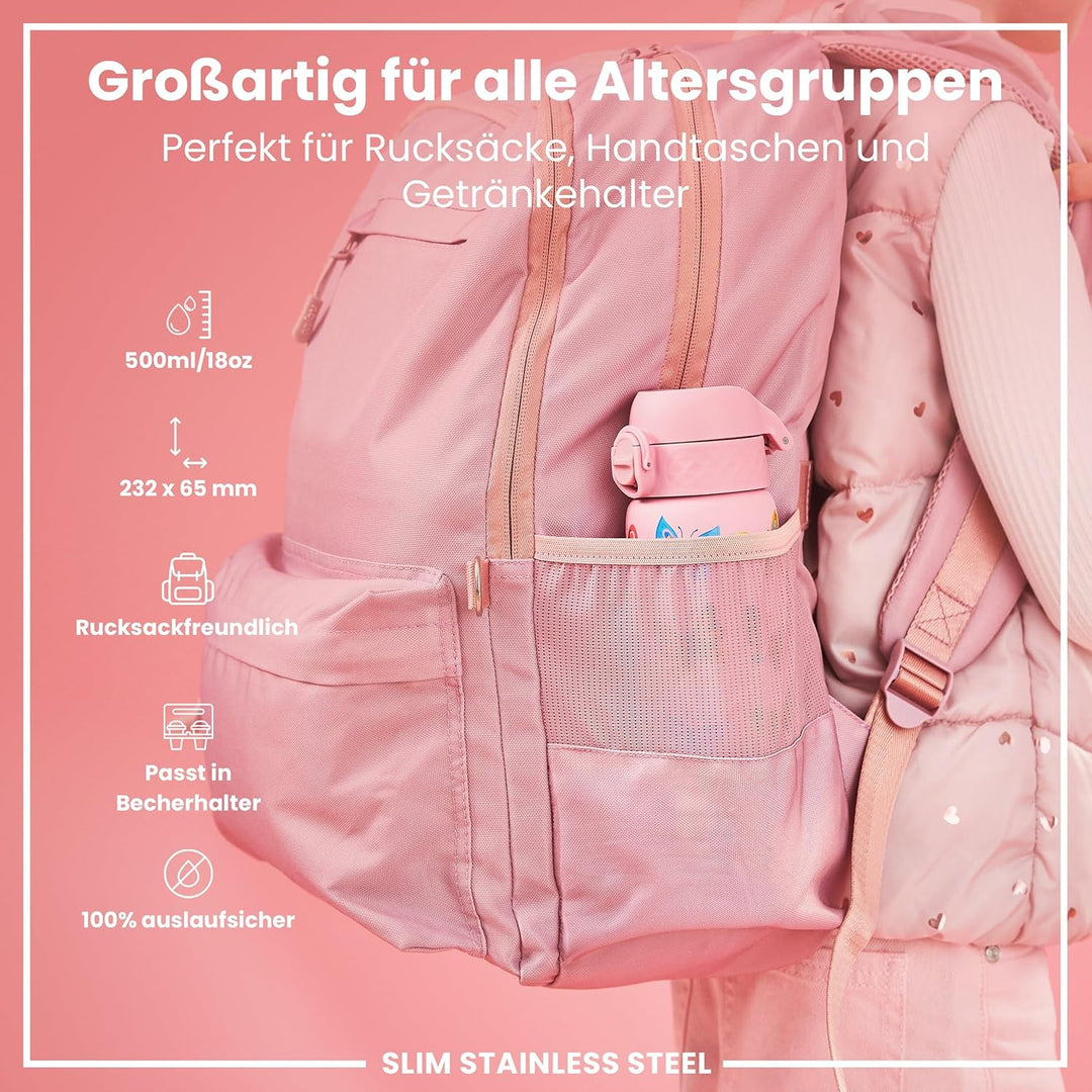 Ion8 Kinder Trinkflasche, Auslaufsicher, Einhandöffnung, Sichere Verriegelung, Spülmaschinenfest, BP
