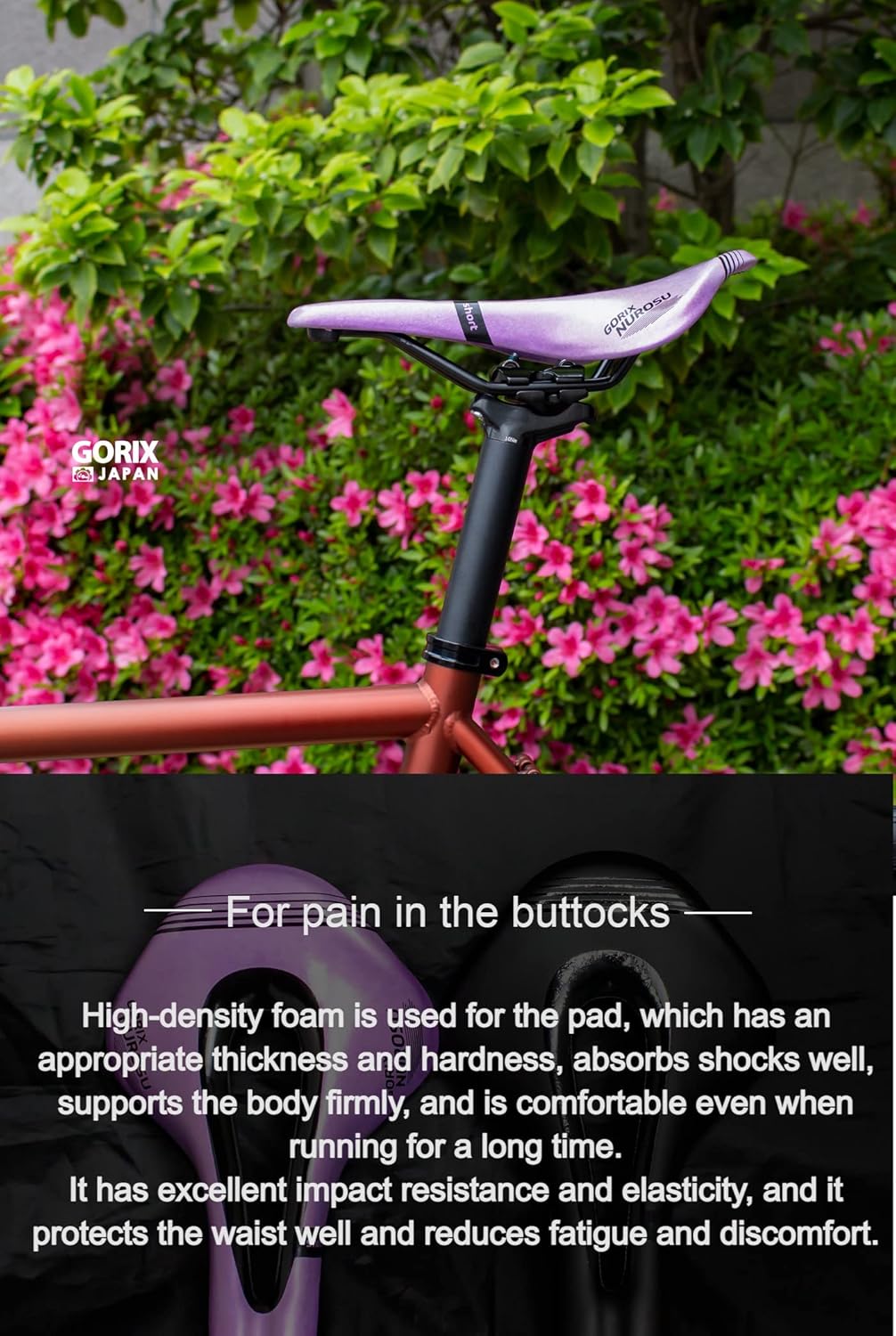 GORIX GX-NUROSU, kurzer Sattelsitz, kurze Nase, leicht, MTB Schwarz, Schwarz