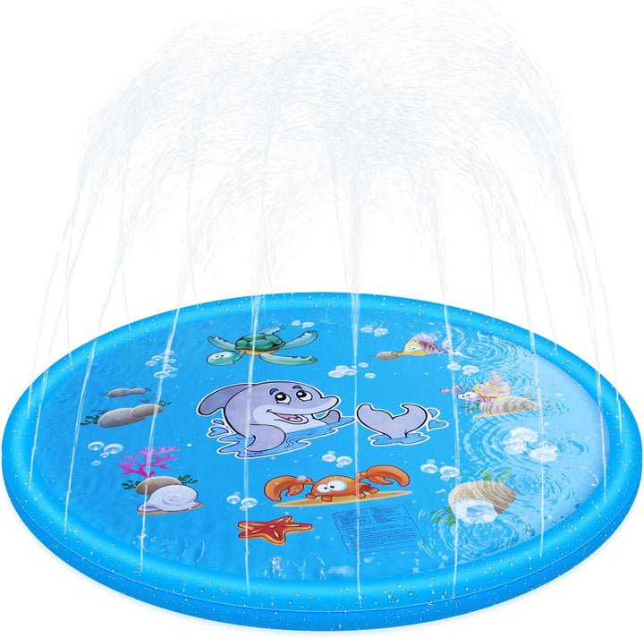 Anpro 170CM Splash Pad, Sprinkler Wasser-Spielmatte Splash Play Matte mit 15 Anti-Rutsch-Streifen, S
