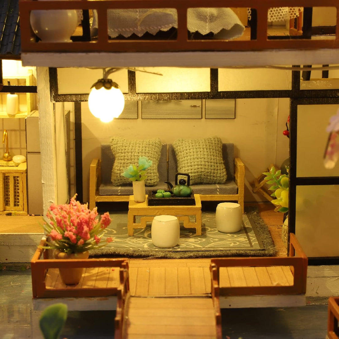 Cuteefun DIY Miniatur Puppenhaus Kit zum BAU Miniatur Haus mit Musik Möbeln und Werkzeugen Selber Ba