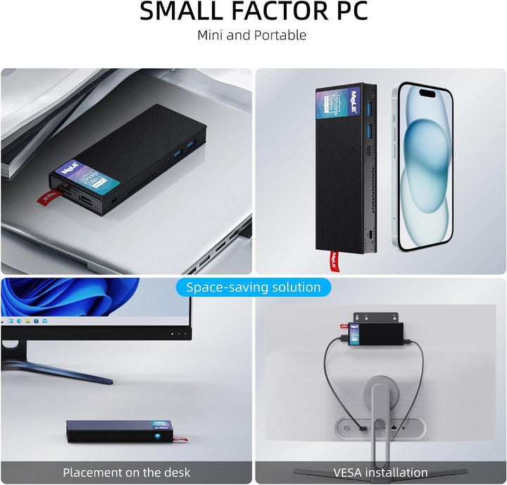 MeLE PCG02 Pro Lüfterloser Mini PC Stick Alder Lake N100(bis zu 3.4GHz) Windows 11 Pro Micro PC 8GB