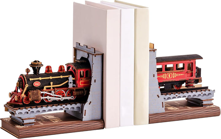 ROBOTIME DIY Buchstütze Book Nook Kit, Modelleisenbahn Buchstützen, 3D Puzzle Eisenbahn Modellbausat