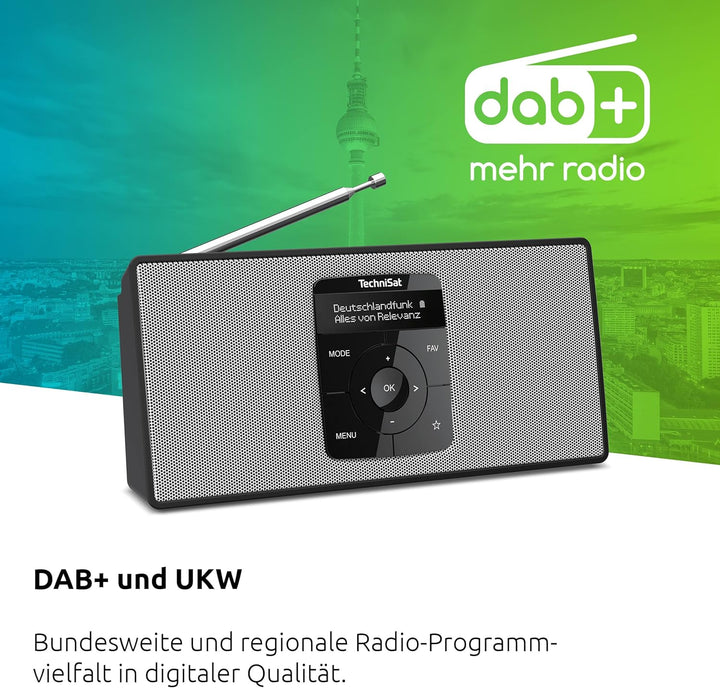 TechniSat DIGITRADIO 2 S - Tragbares DAB Stereo-Radio mit Akku (DAB+, UKW, Bluetooth Audiostreaming,