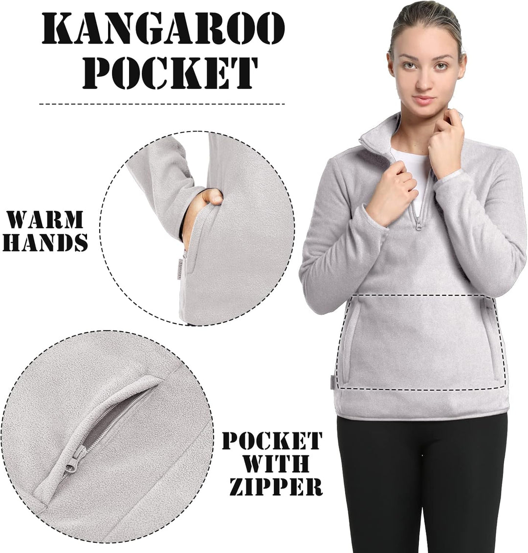 33,000ft Damen Fleece Pullover mit Halbreissverschluss Fleeceshirt Winter Warm Ski-Pullover Microfle