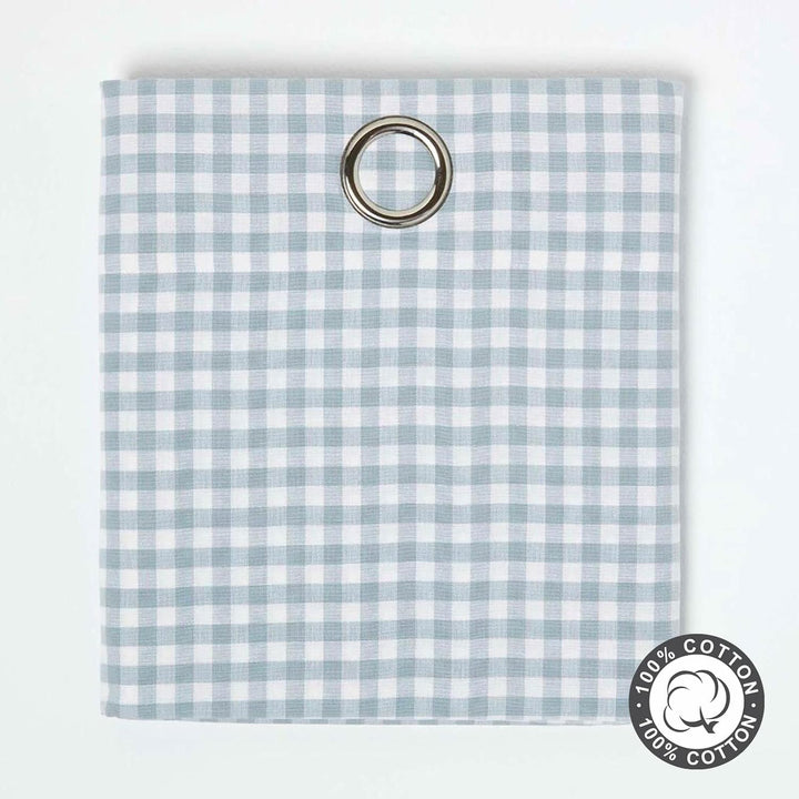 HOMESCAPES handgewobener Vorhang Ösenvorhang Dekoschal Gingham im 2er Set, 137 x 182 cm, 100% Reine