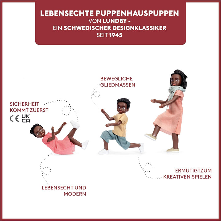 Lundby Puppenhaus Puppen für Puppenhaus Familie - Dunkelhäutige Puppenfamilie Billie - Puppenhaus Bi