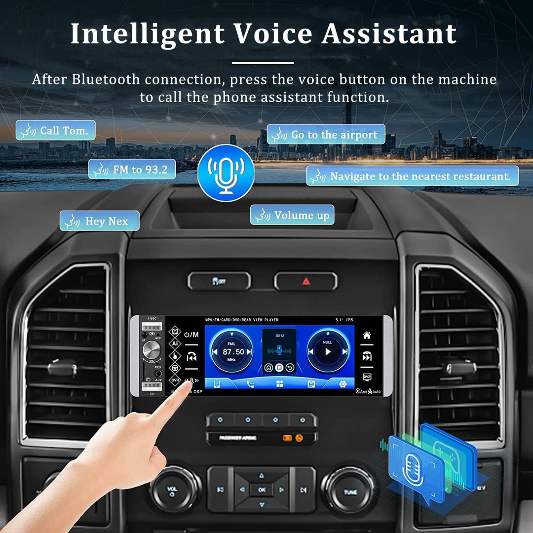 CAMECHO Autoradio 1 Din mit Carplay,5,1 Zoll Bildschirm MP5 Player mit Andorid Auto/Bluetooth Freisp