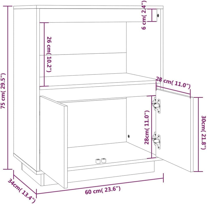 FIRBNUS Aufbewahrungsschrank 60x34x75 cm BĂźcherschranks Beistellschrank Beistelltisch Badezimmerschr