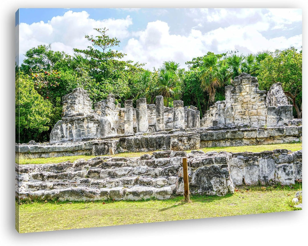 deyoli Ruine eines Tempels in Mexiko Format: 100x70 als Leinwand, Motiv fertig gerahmt auf Echtholzr