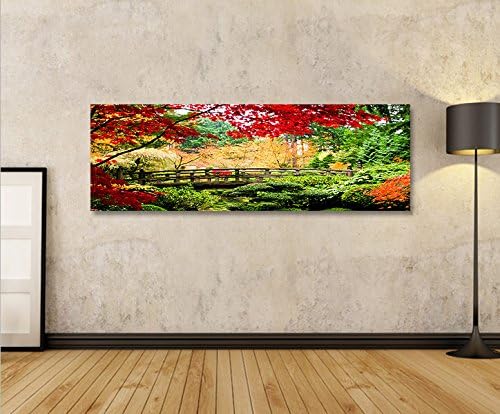 islandburner Bild Bilder auf Leinwand Brücke V2 Herbst Farben Landschaft Panorama XXL Poster Leinwan