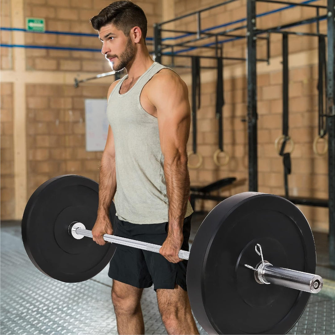 wuuhoo® Langhantelstange Sergio – 150cm Hantelstange 50mm bis 80 KG, olympische Scheibenaufnahme, La