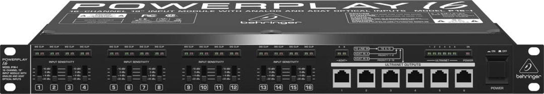 Behringer POWERPLAY P16-I 16-Kanal-19-Zoll-Eingangsmodul mit analogen und optischen ADAT*-Eingängen,