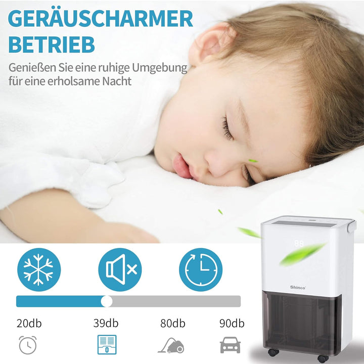 SHINCO 10L Luftentfeuchter, Elektrisch,Raumentfeuchter mit Feuchtigkeitssensor,für 45m³(15m²),Energi