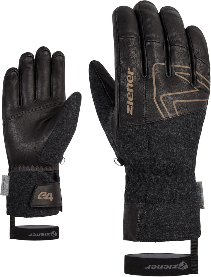 Ziener Herren Ganghofer Ski-Handschuh/Wintersport | extra warm, PFC frei, Wolle 9 Schwarz, 9 Schwarz