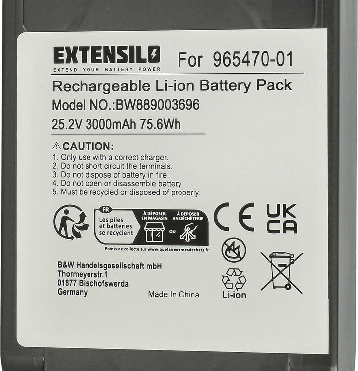 EXTENSILO 1x Akku kompatibel mit Dyson V12 Detect Slim, Slim Motorhead, Slim Complete, Slim Absolute