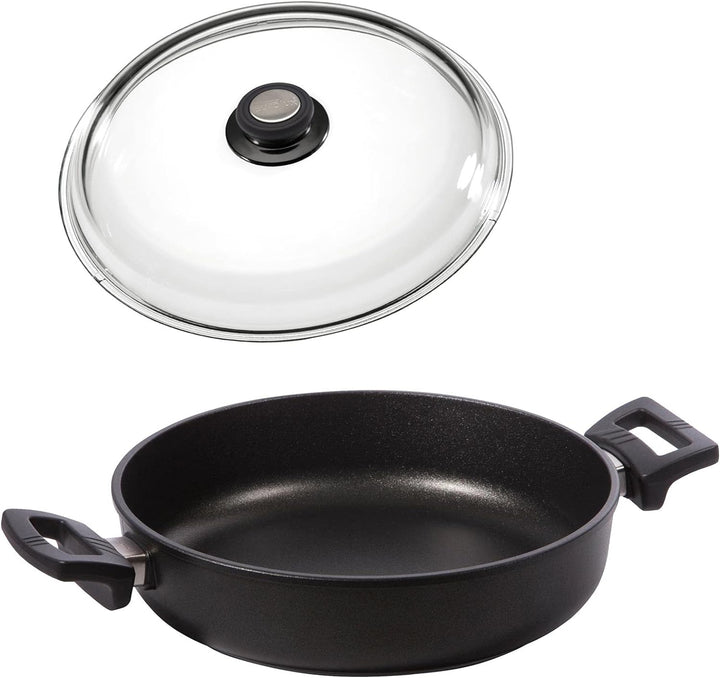 Eurloux Guss-Kasserolle Induktion Set & Deckel Ø28 cm - Universal Bratenkasserolle 4 Liter mit Besch