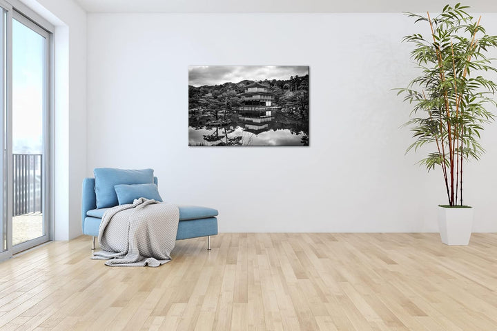 deyoli Tempel- und Gartenanlage Japans Effekt: Schwarz&Weiss,Format: 80x60 als Leinwandbild, Motiv f