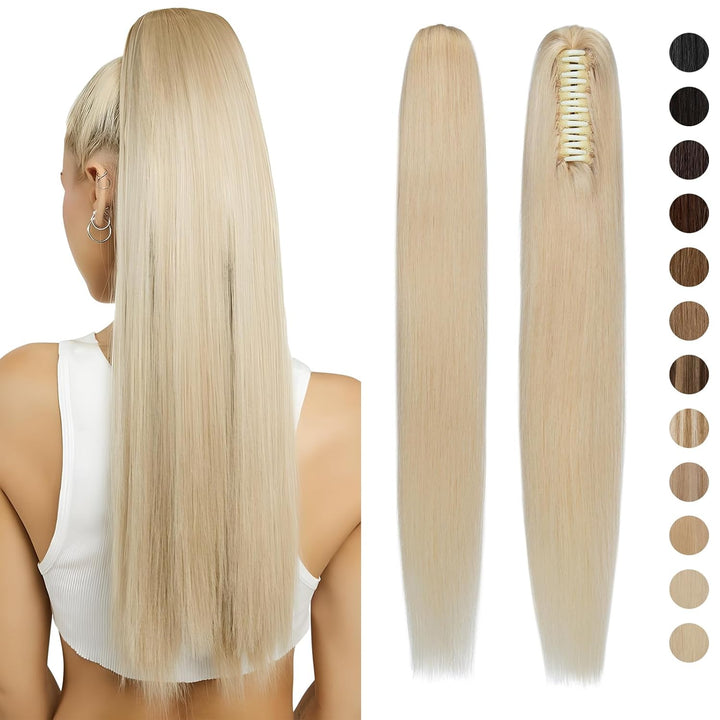 Silk-co Haarteile Echthaar Ponytail Extension Clip in Pferdeschwanz Extensions Echthaar Glatt Zopf H