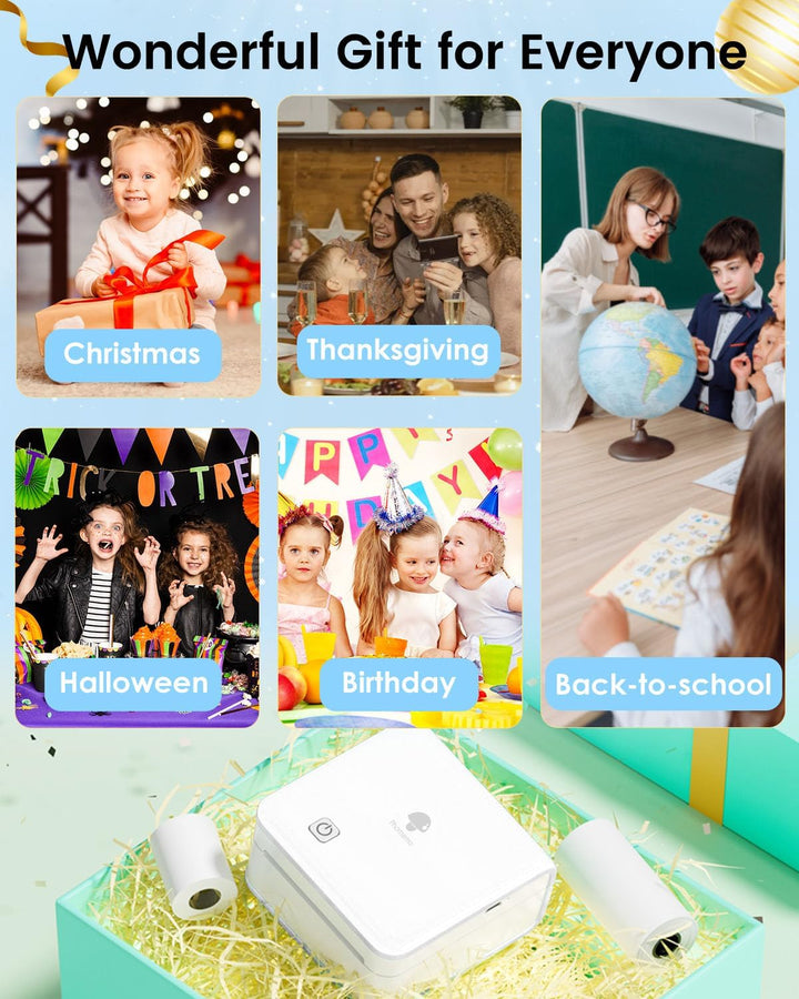 Phomemo M02 Pro 300 DPI Taschendrucker Mini Thermo Fotodrucker für Handy, Sticker Drucker, Kompatibe