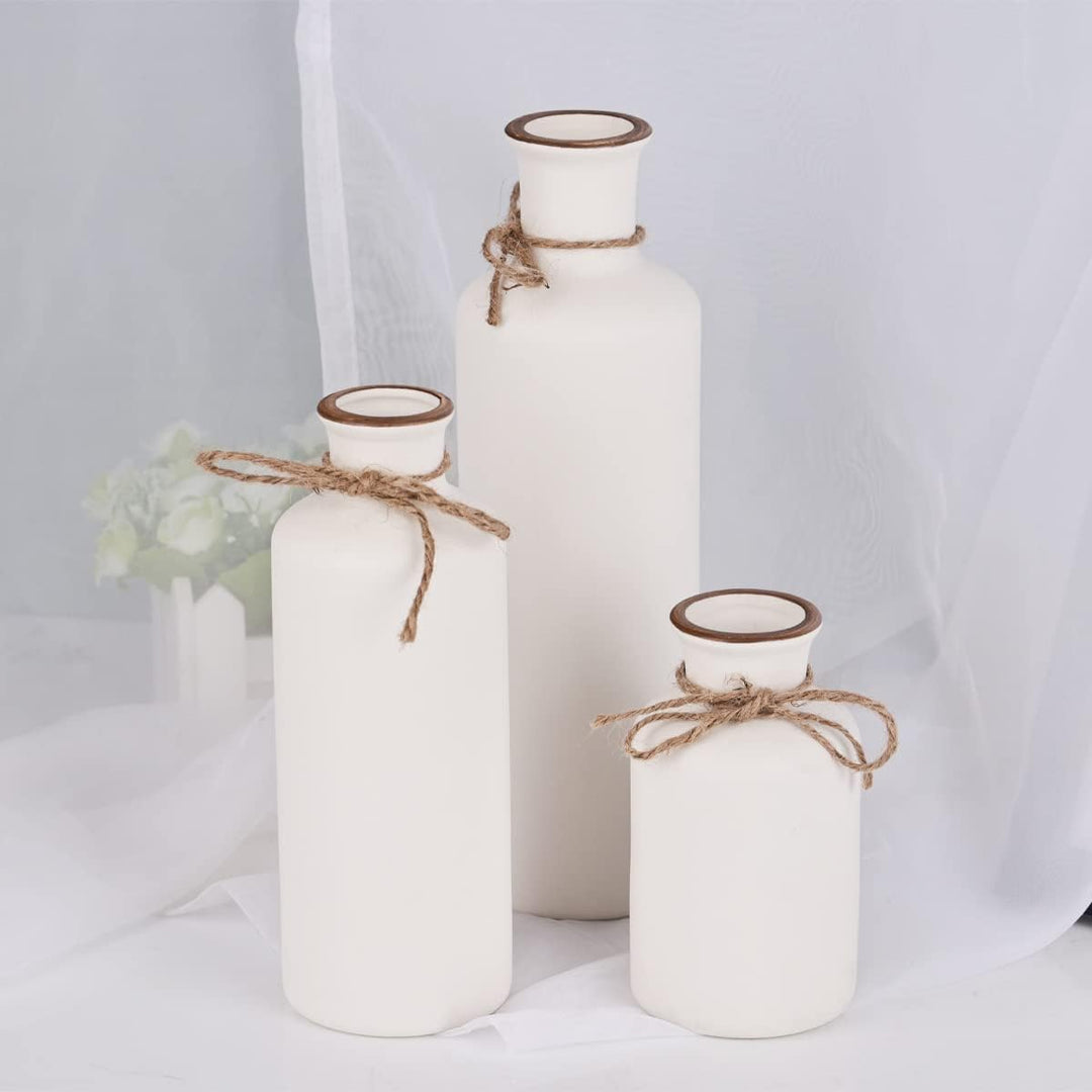 Weisses Keramik-Vasen-Set – 3 kleine Vasen, Boho-Vasen, Moderne Bauernhaus-Wohnkultur-Akzente, Wohnz