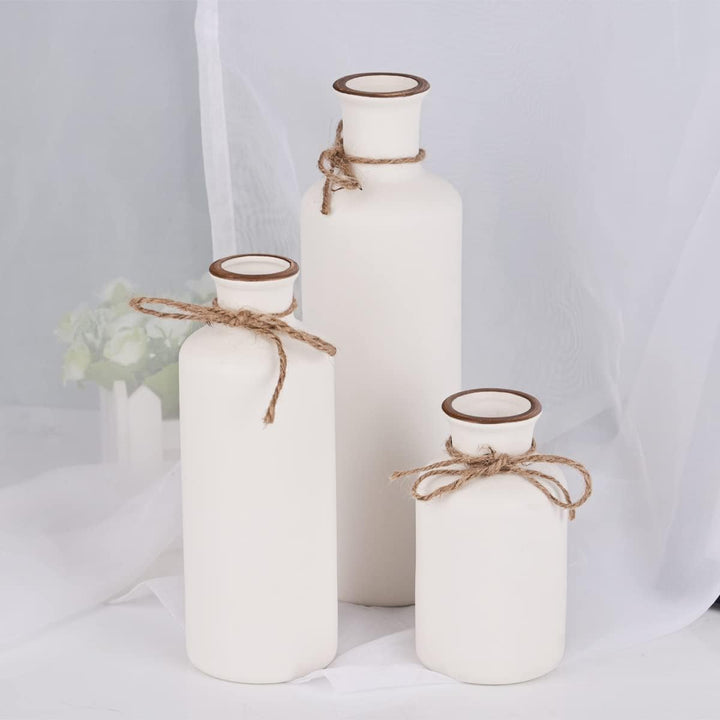 Weisses Keramik-Vasen-Set – 3 kleine Vasen, Boho-Vasen, Moderne Bauernhaus-Wohnkultur-Akzente, Wohnz