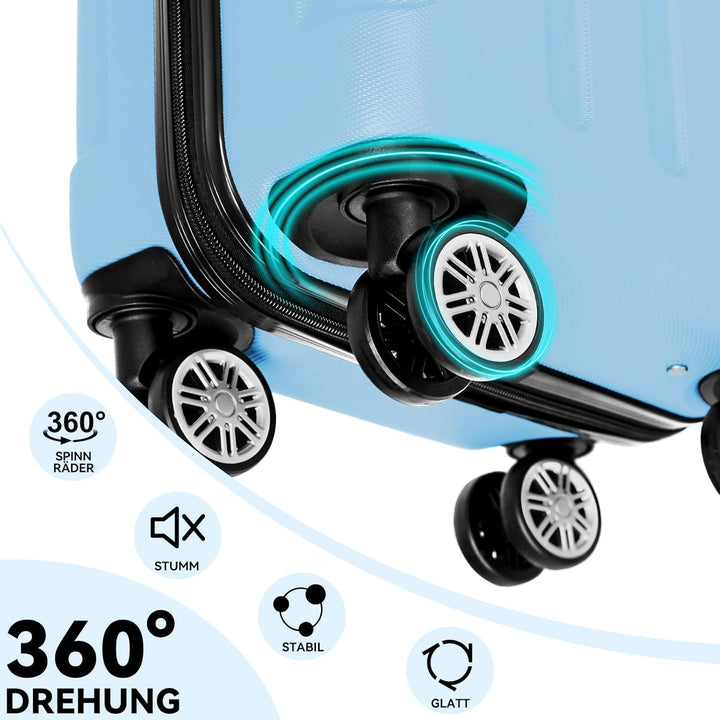BEIBYE Hartschalen-Koffer Trolley Rollkoffer Reisekoffer Handgepäck 4 Rollen (M-L-XL-Set) (Glacial B