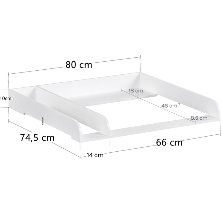 WOLTU Wickelaufsatz aus Holz, Wickeltischaufsatz Wickelkommode Aufsatz mit Trennfach Tiefe 48 cm, fü