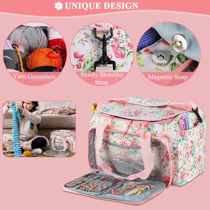 Coopay Aufbewahrungstasche für Wolle, Gross Garntasche zur Aufbewahrung von Häkelgarn, Tragbar Tasch